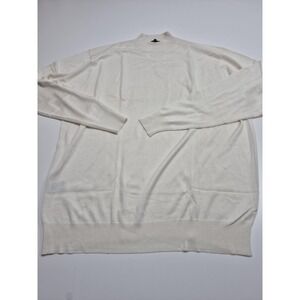 Enzone Sweater Mens 3XL White Silk Cotton Mock Neck Lightweight Knit Pullover